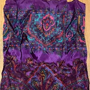 Purple, Red & Blue Patterned Silk Scarf